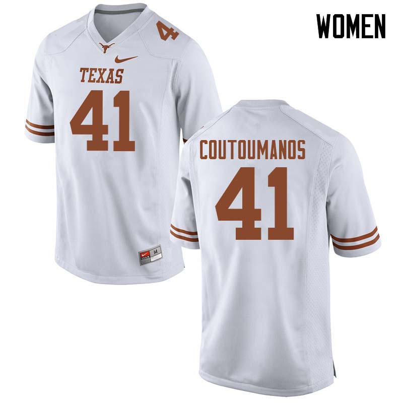 Women #41 Hank Coutoumanos Texas Longhorns College Football Jerseys Sale-White